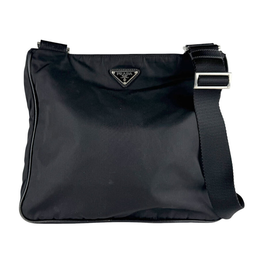 Prada Tessuto Saffiano Leather Shoulder Bag Black